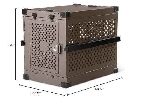 Impact Collapsible Dog Crate - Foldable Hard Crate for Large Dogs - Heavy Duty Travel Kennel with Powder-Coated Aluminum - Quick Setup for Indoor & Outdoor (Gray, 40" (40.5" L x 23" W x 29" H))