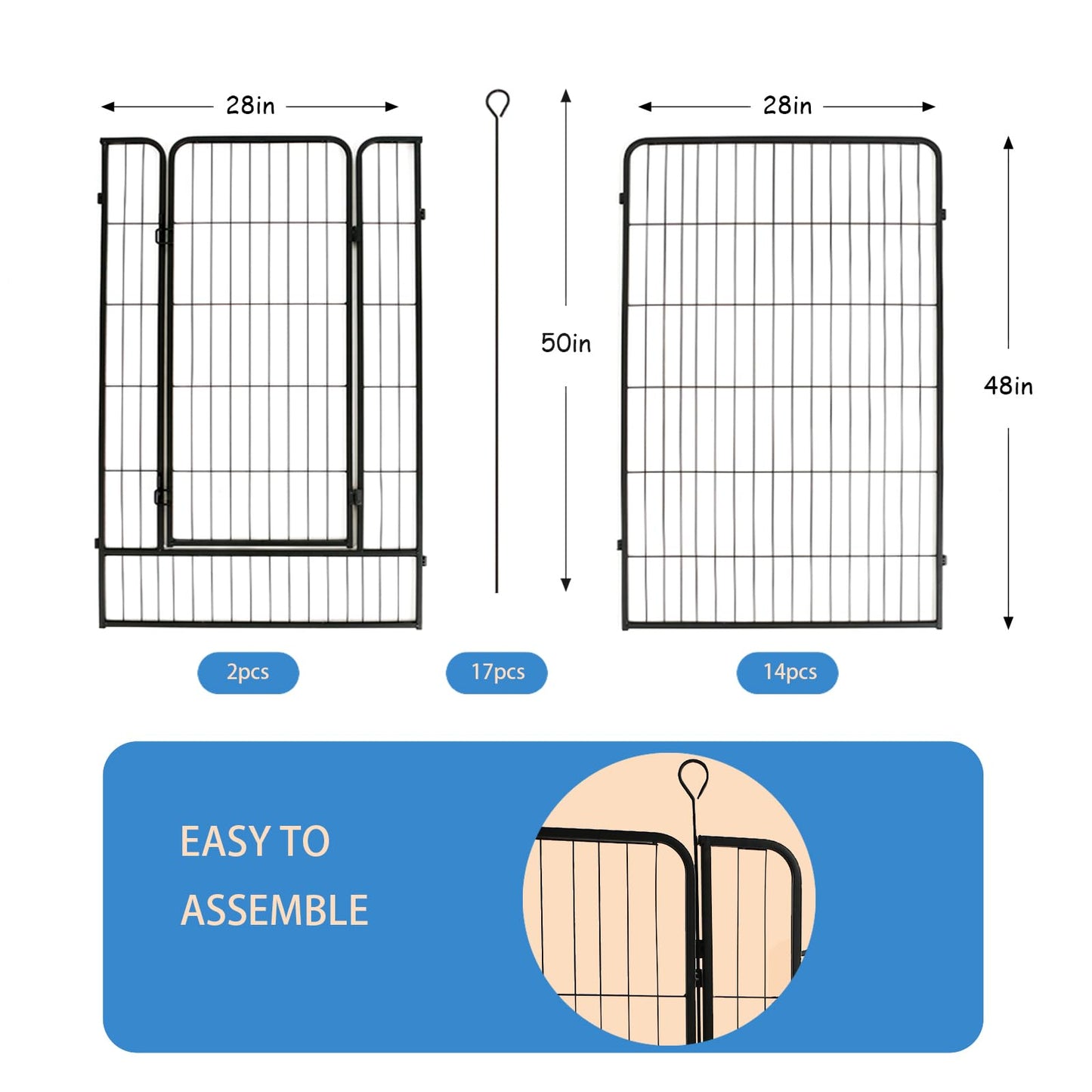 32" Dog Playpen Fence, 24 Panels, 56Ft
