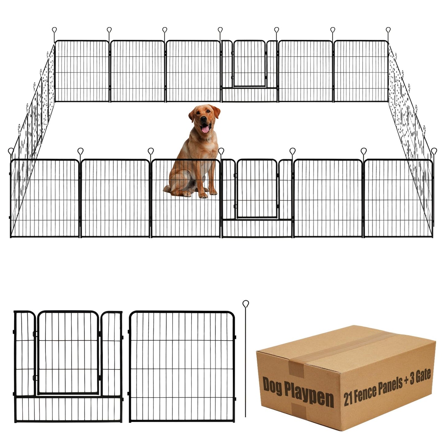 32" Dog Playpen Fence, 24 Panels, 56Ft