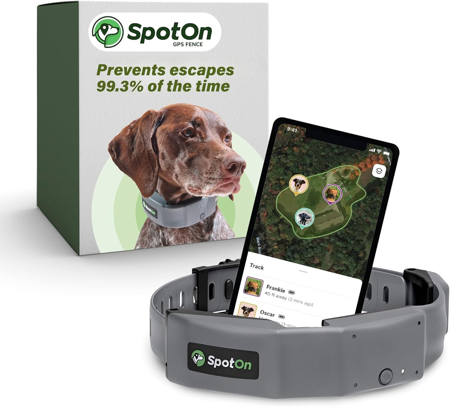 SpotOn GPS Wireless Dog Fence Collar, Accurate & Reliable, Unlimited Fences, Extended Battery Life Mode, No Subscription, Built in USA, Omni Collar Model, Large Dog Breed Neck Size 19"-26"