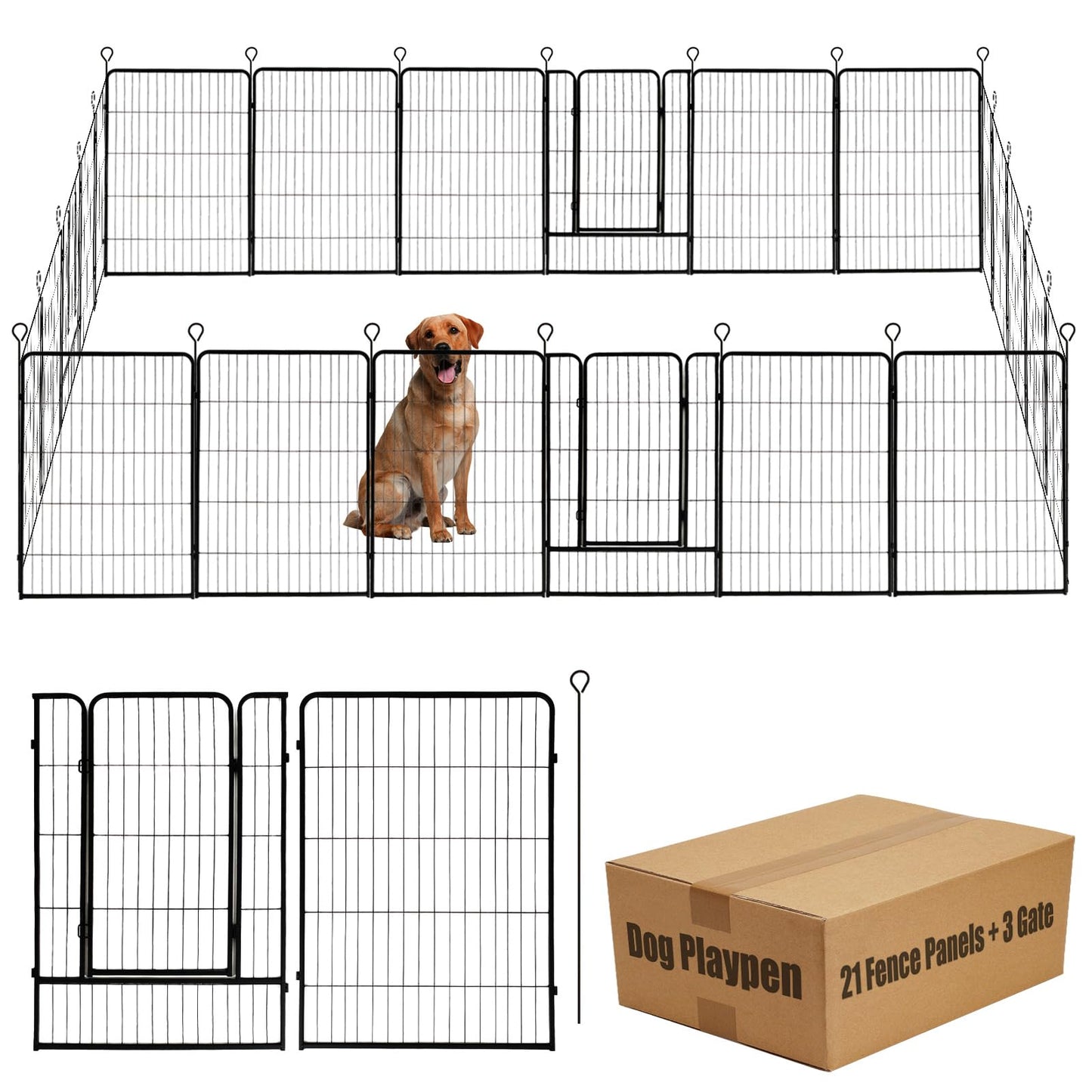 32" Dog Playpen Fence, 24 Panels, 56Ft