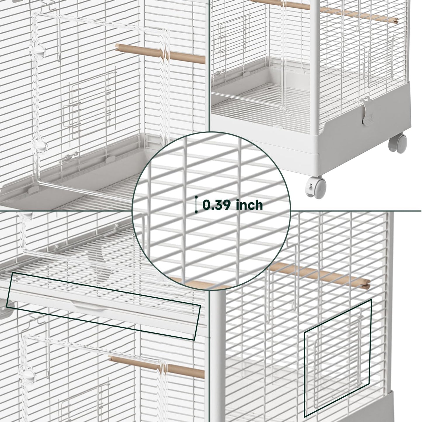 40" Double Bird Cage – White