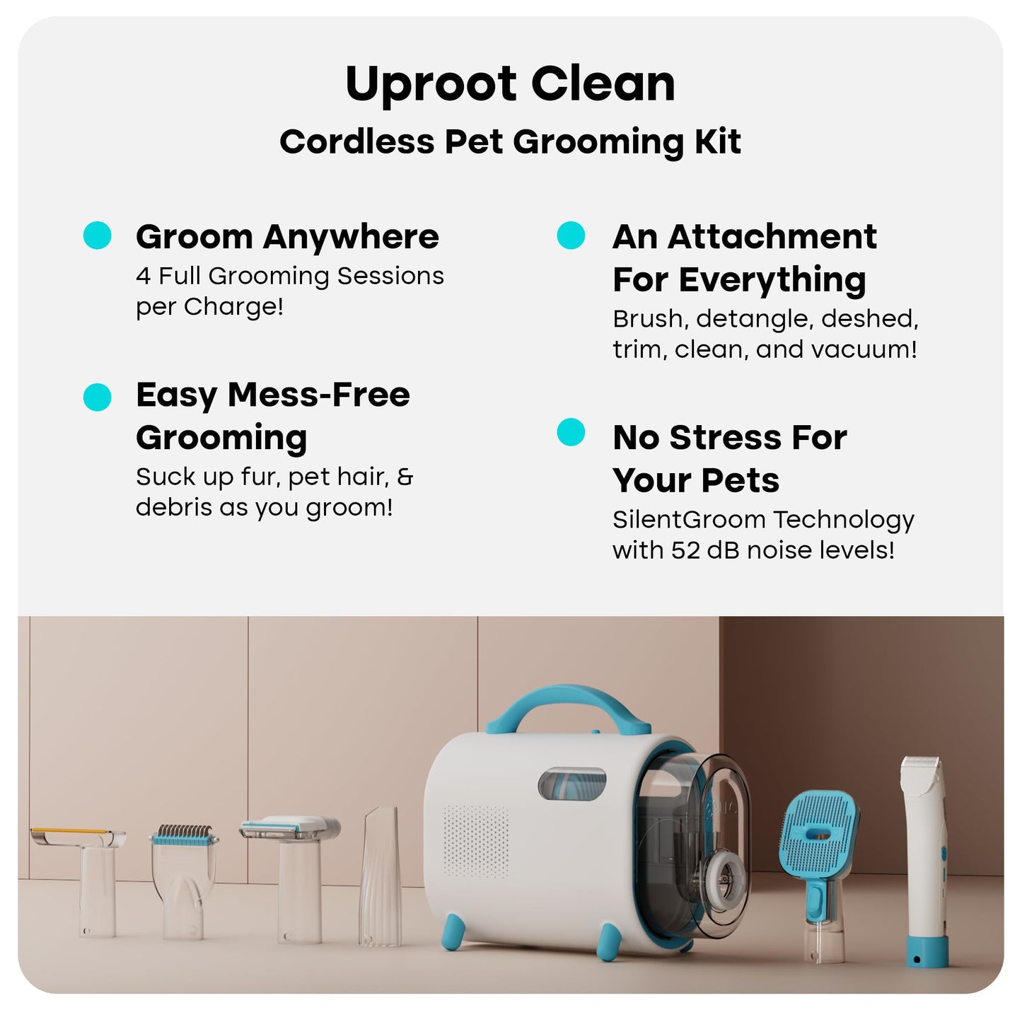 Uproot 7-in-1 Pet Grooming Vacuum Kit