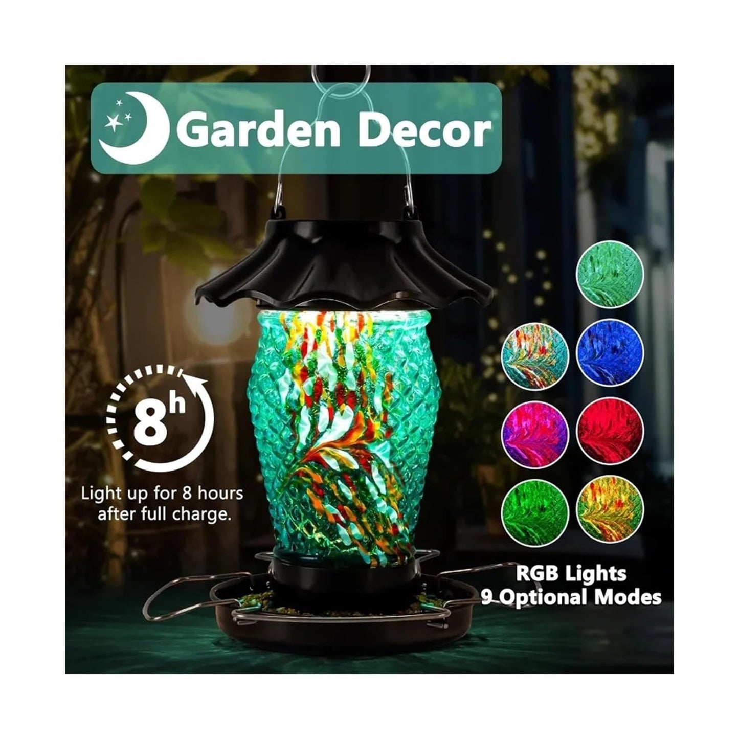 Solar Glass Bird Feeder (Style 2)