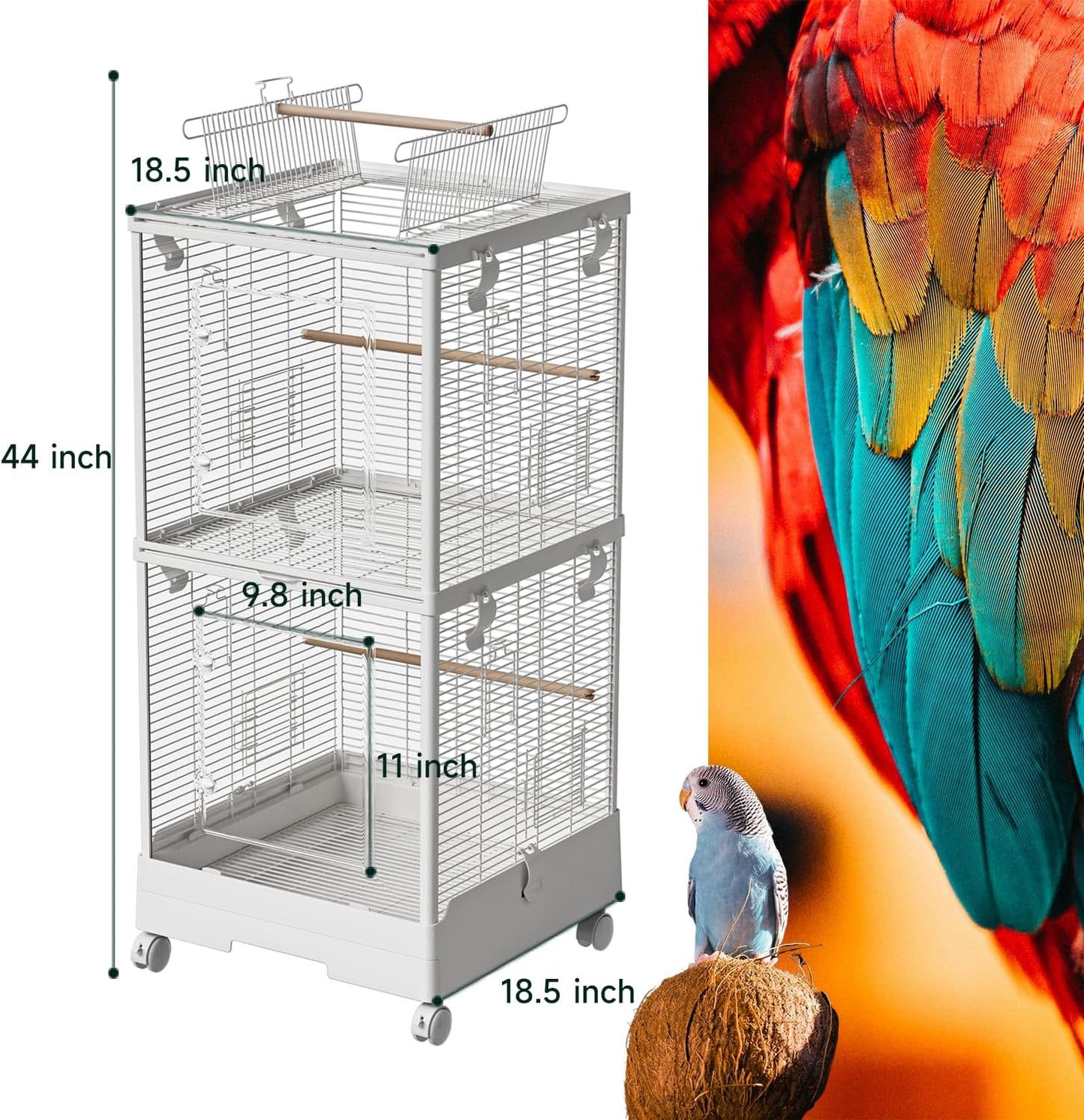 40" Double Bird Cage – White