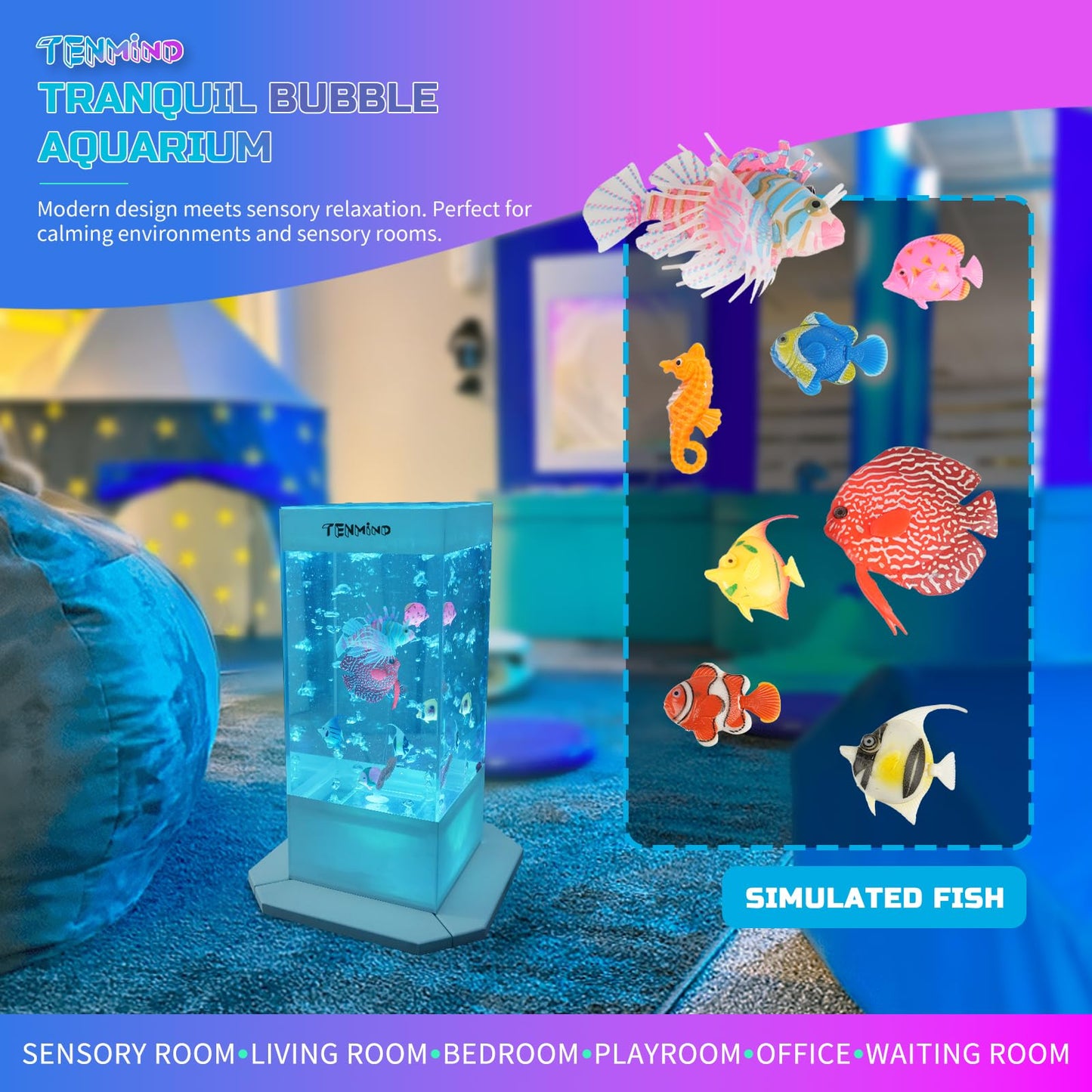 32" Bubble Fish Lamp with Remote