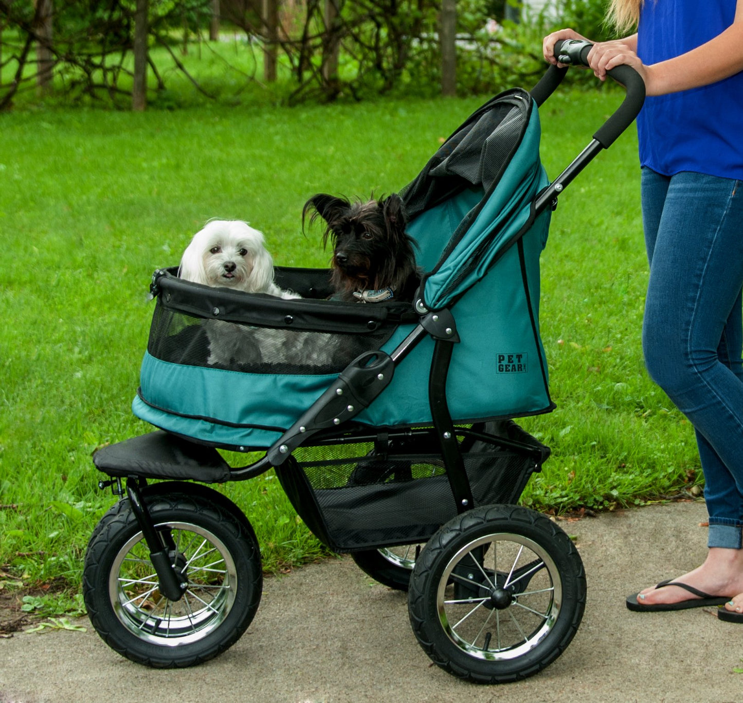 No-Zip Double Pet Stroller – Emerald