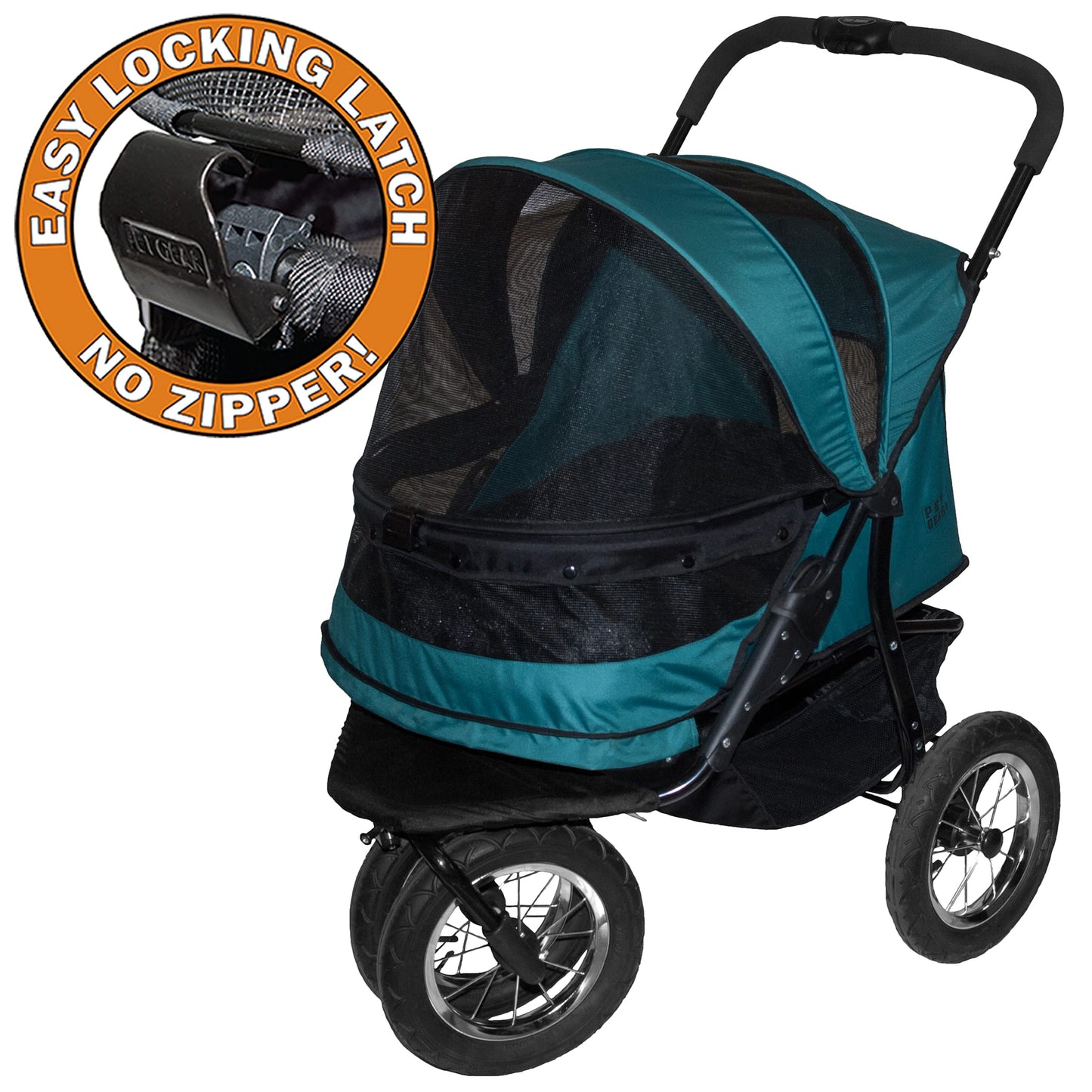 No-Zip Double Pet Stroller – Emerald