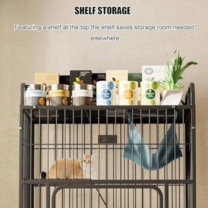 Wire Cage with Wheels & Shelf