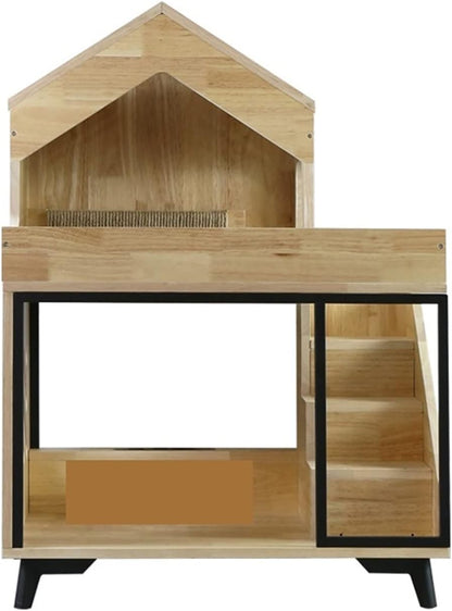 Pet Home Pet House Cat Automatic Feeder Feeding Water Transparent Integrated Homestay Storage Cat Climbing Frame Villa Nest Cat Villa (Color : A)