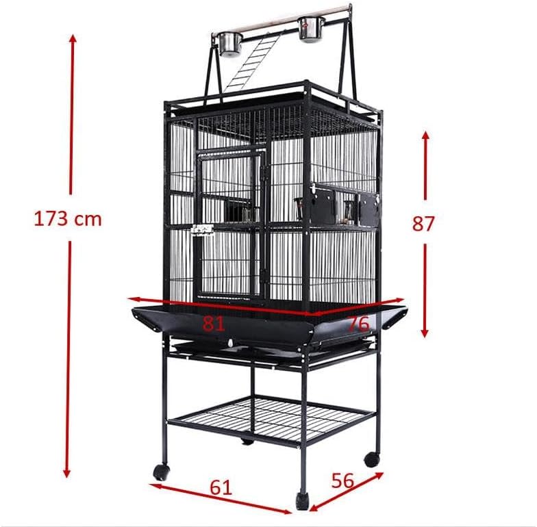 XL Silver Parrot Cage with Toys