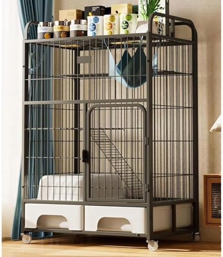Wire Cage with Wheels & Shelf