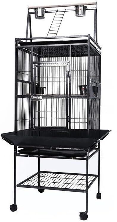 XL Silver Parrot Cage with Toys