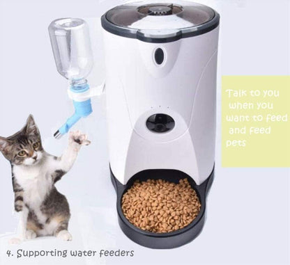 4L Automatic Pet Feeder Food/Water Dispenser for Cat Dog with Voice Interaction Intelligent Monitoring Automatic Pet Feeding Machine Cat Puppy Dog Timed Feeding Device Pet Cat Supplies