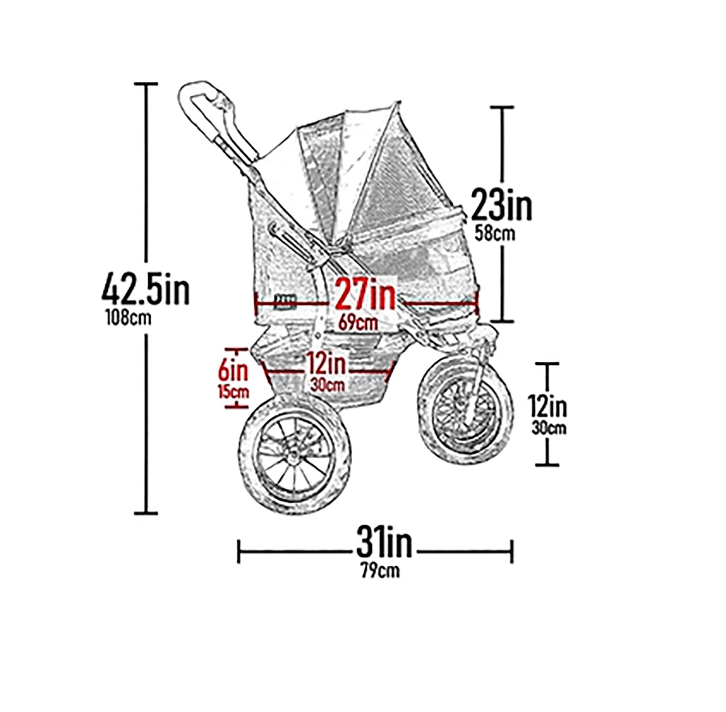 No-Zip Double Pet Stroller – Emerald