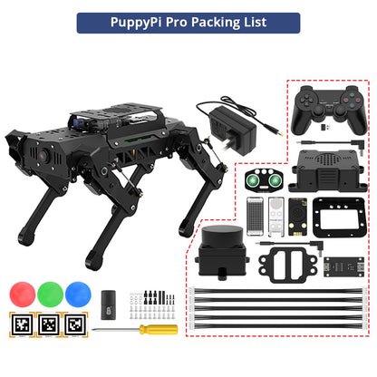 PuppyPi Robot Dog with ChatGPT Large AI Models AI Embodied Intelligence ROS Robotic Dog Vision Scene Voice Understanding SLAM Mapping Navigation Bionic Quadruped Robot, Pro Kit & RaspberryPi5 8GB
