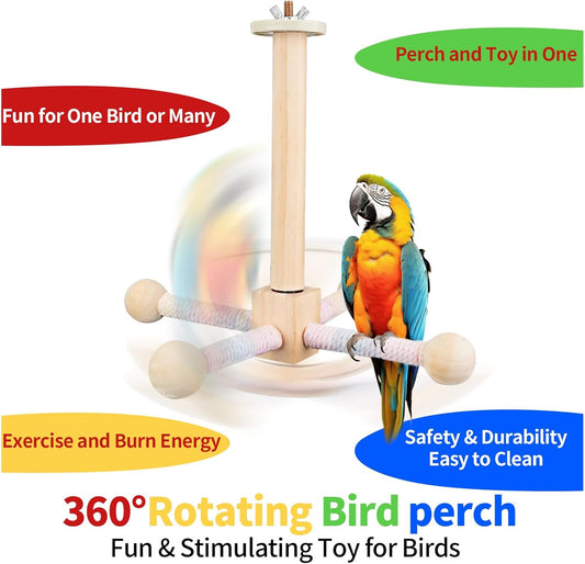 360° Rotating Bird Perch Toy for Small Birds