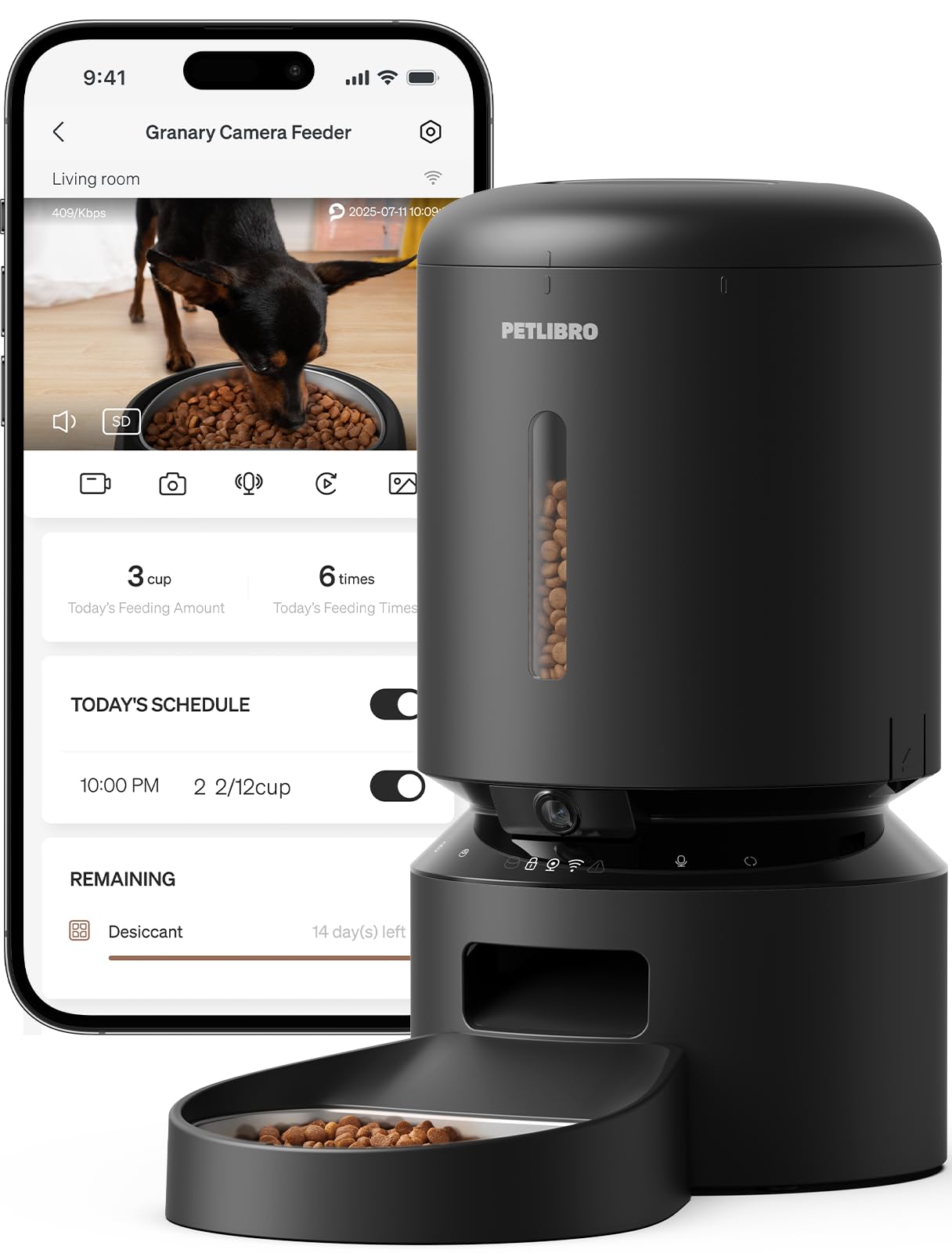 PETLIBRO Auto Pet Feeder, 6 Meals, Black