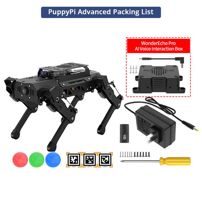 PuppyPi Robot Dog with ChatGPT Large AI Models AI Embodied Intelligence ROS Robotic Dog Vision Scene Voice Understanding SLAM Mapping Navigation Bionic Quadruped Robot, Pro Kit & RaspberryPi5 8GB