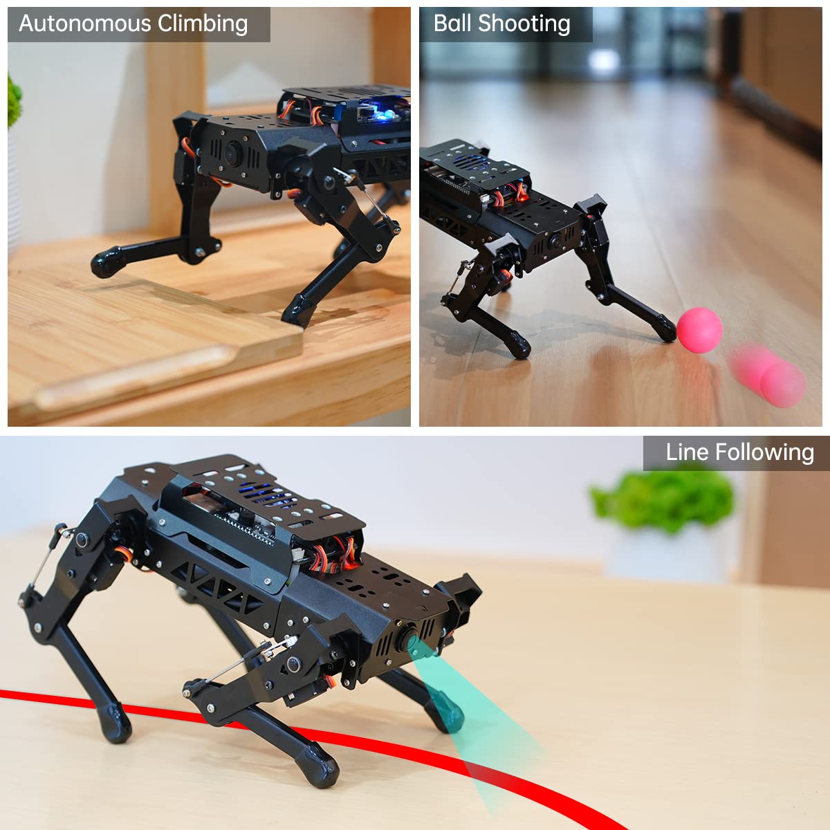 PuppyPi Robot Dog with ChatGPT Large AI Models AI Embodied Intelligence ROS Robotic Dog Vision Scene Voice Understanding SLAM Mapping Navigation Bionic Quadruped Robot, Pro Kit & RaspberryPi5 8GB