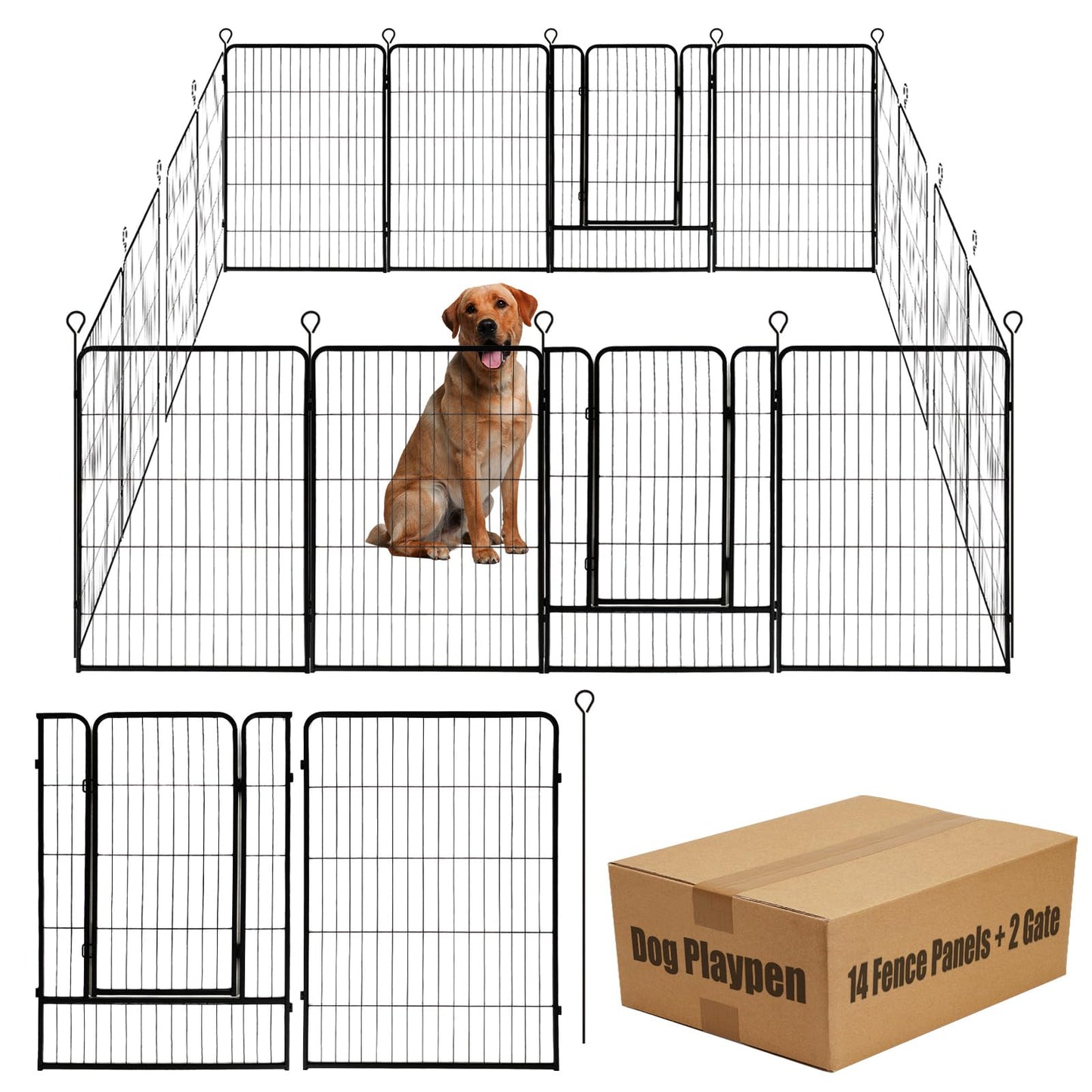 32" Dog Playpen Fence, 24 Panels, 56Ft