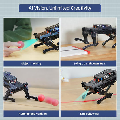 PuppyPi Robot Dog with ChatGPT Large AI Models AI Embodied Intelligence ROS Robotic Dog Vision Scene Voice Understanding SLAM Mapping Navigation Bionic Quadruped Robot, Pro Kit & RaspberryPi5 8GB