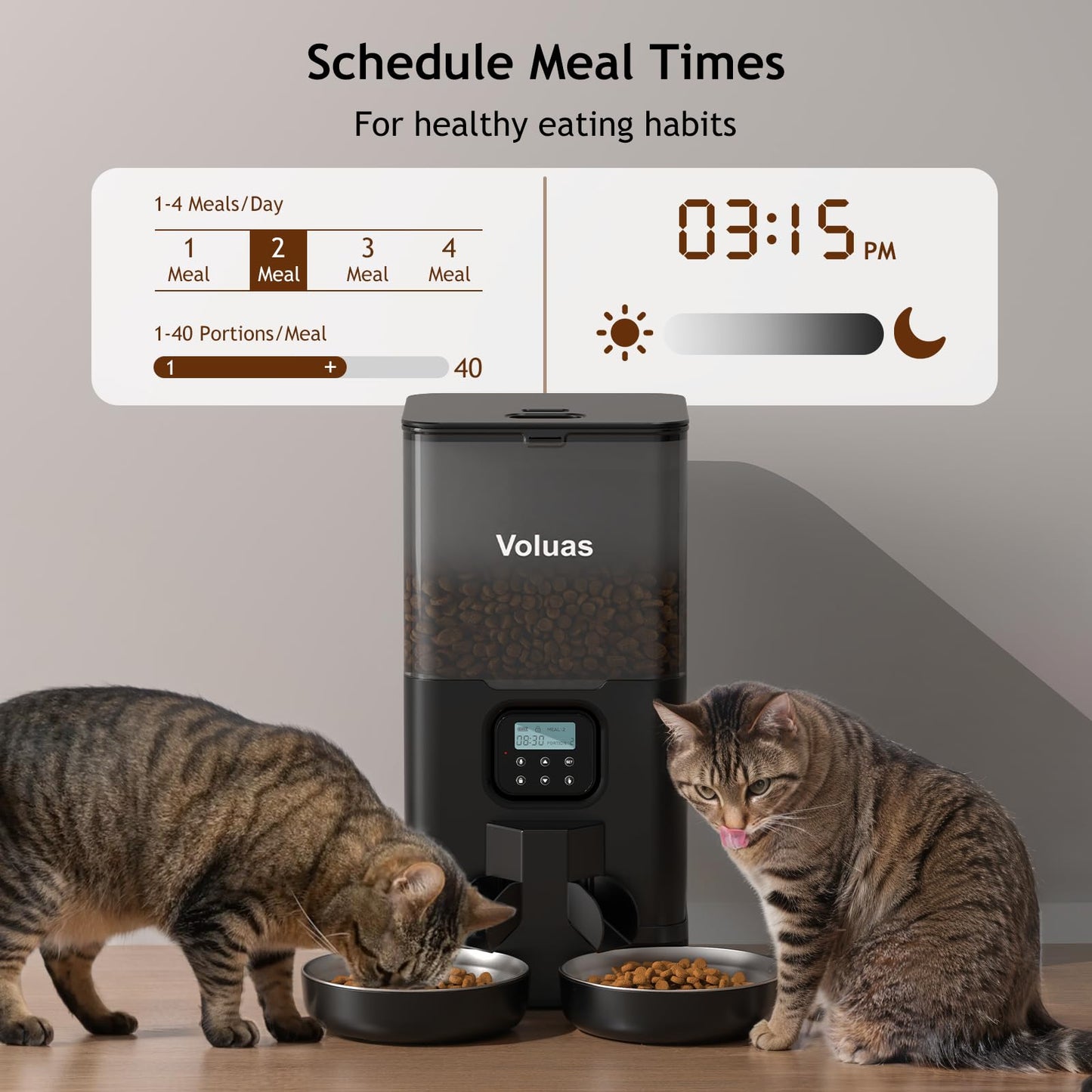 Voluas Dual Cat Feeder 6L Timer Bowls