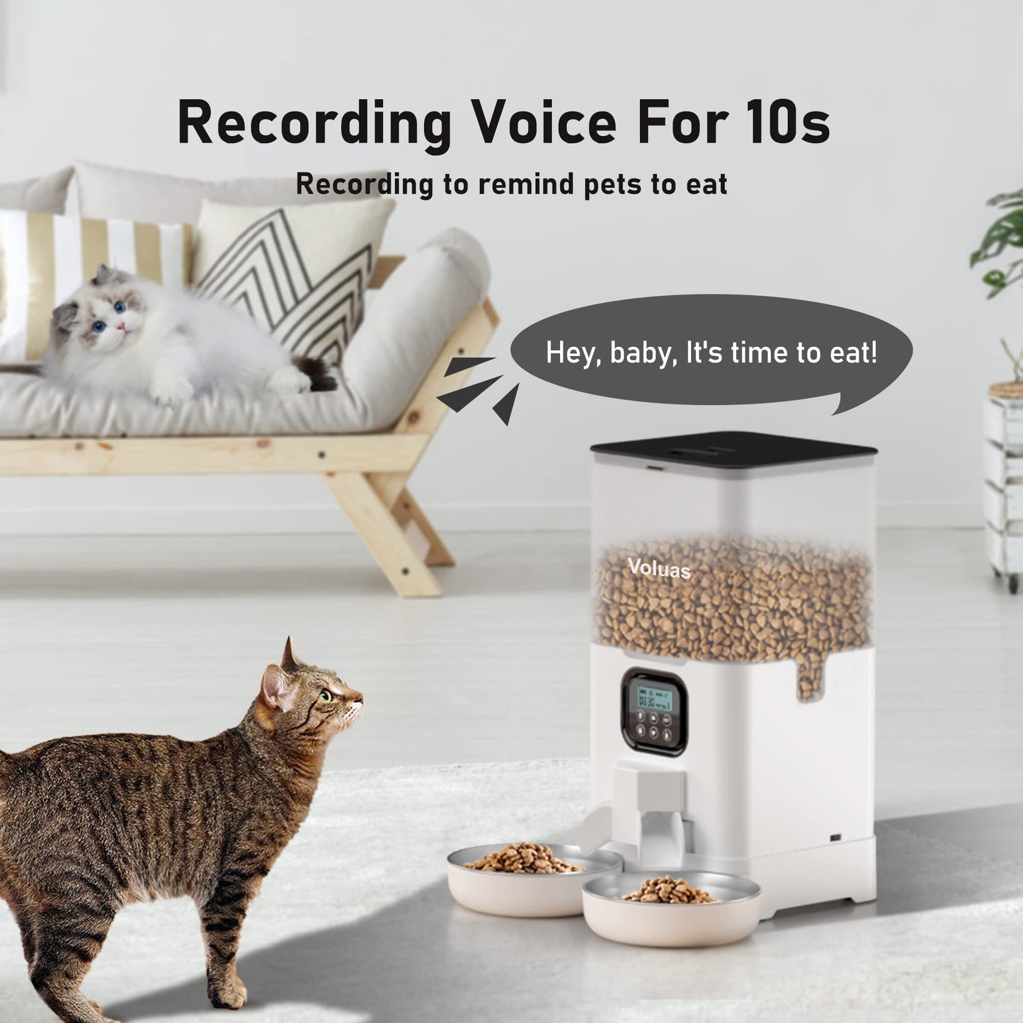 Voluas Dual Cat Feeder 6L Timer Bowls