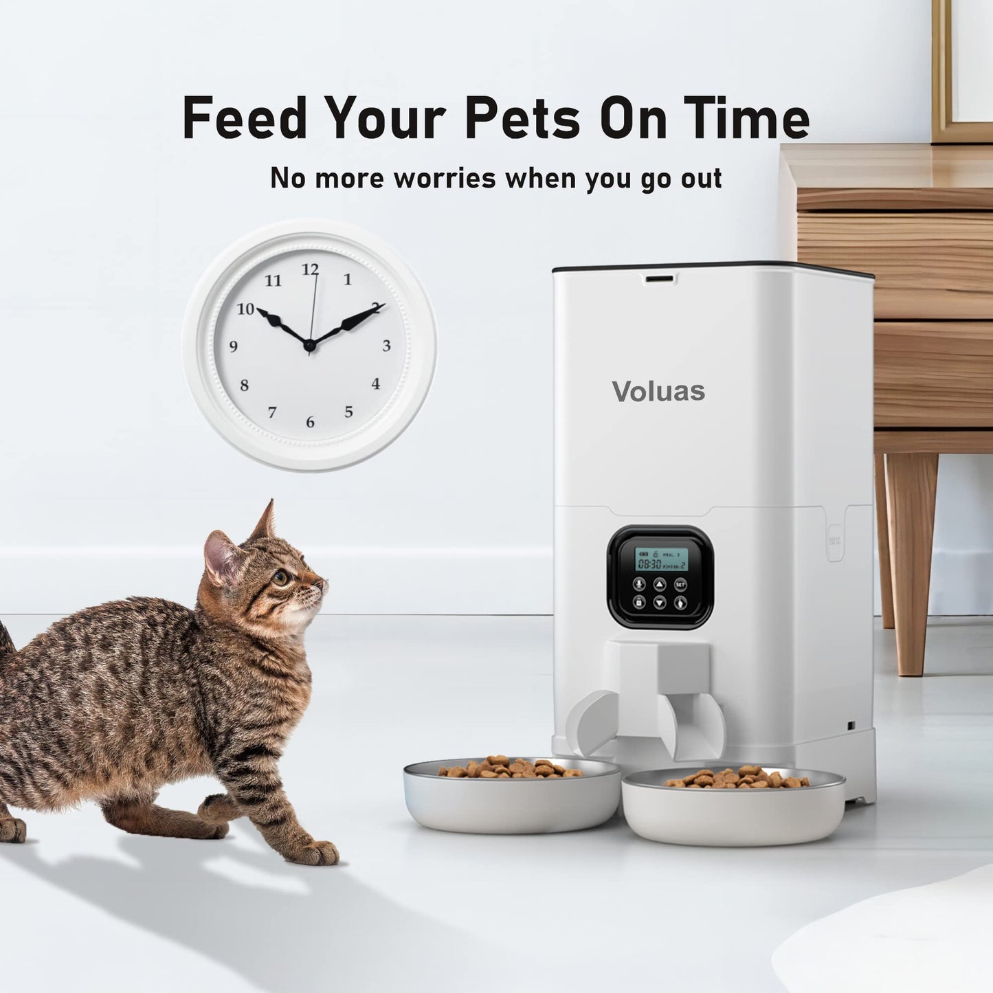 Voluas Dual Cat Feeder 6L Timer Bowls