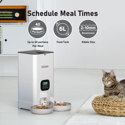Voluas Dual Cat Feeder 6L Timer Bowls
