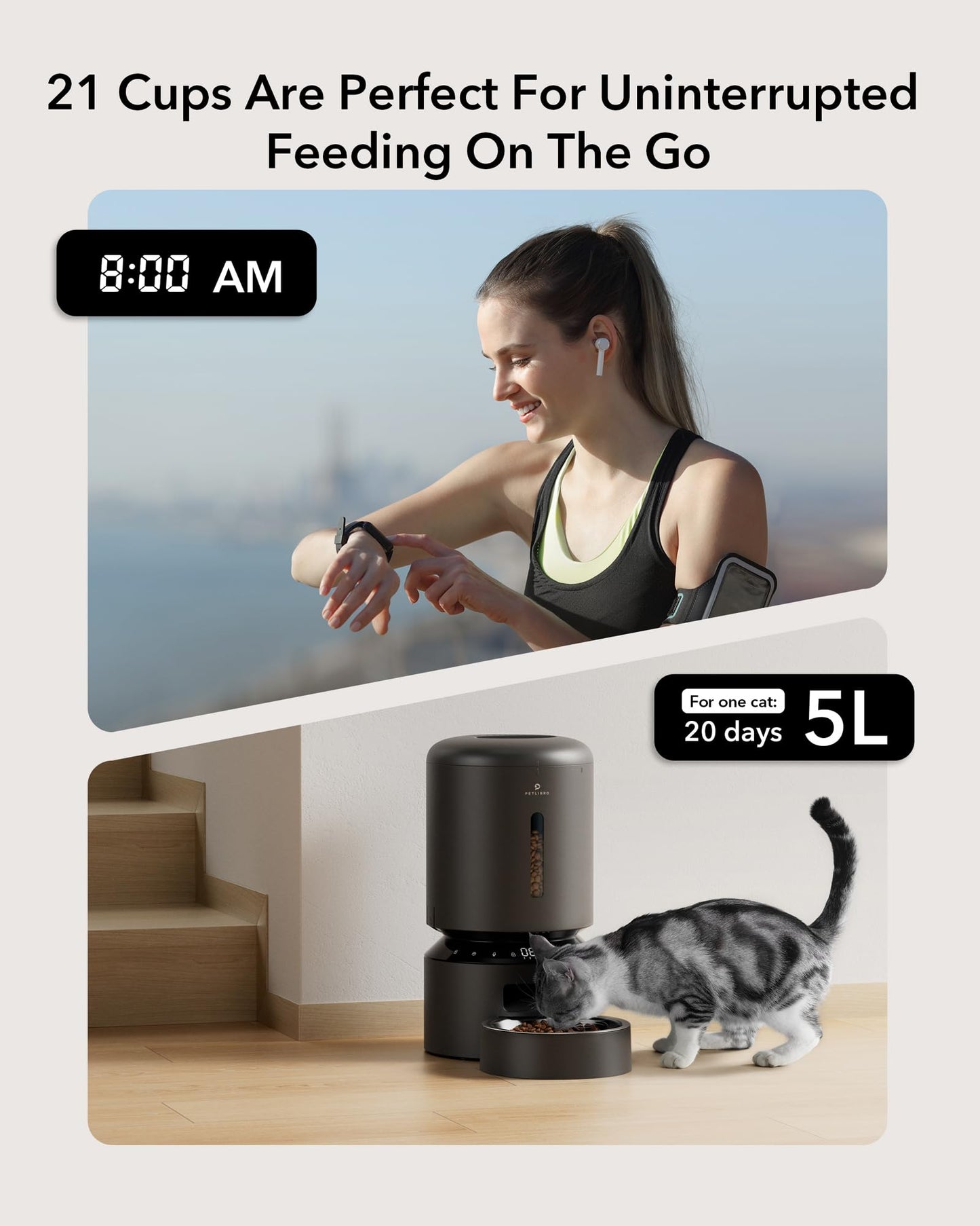 PETLIBRO Auto Pet Feeder, 6 Meals, Black