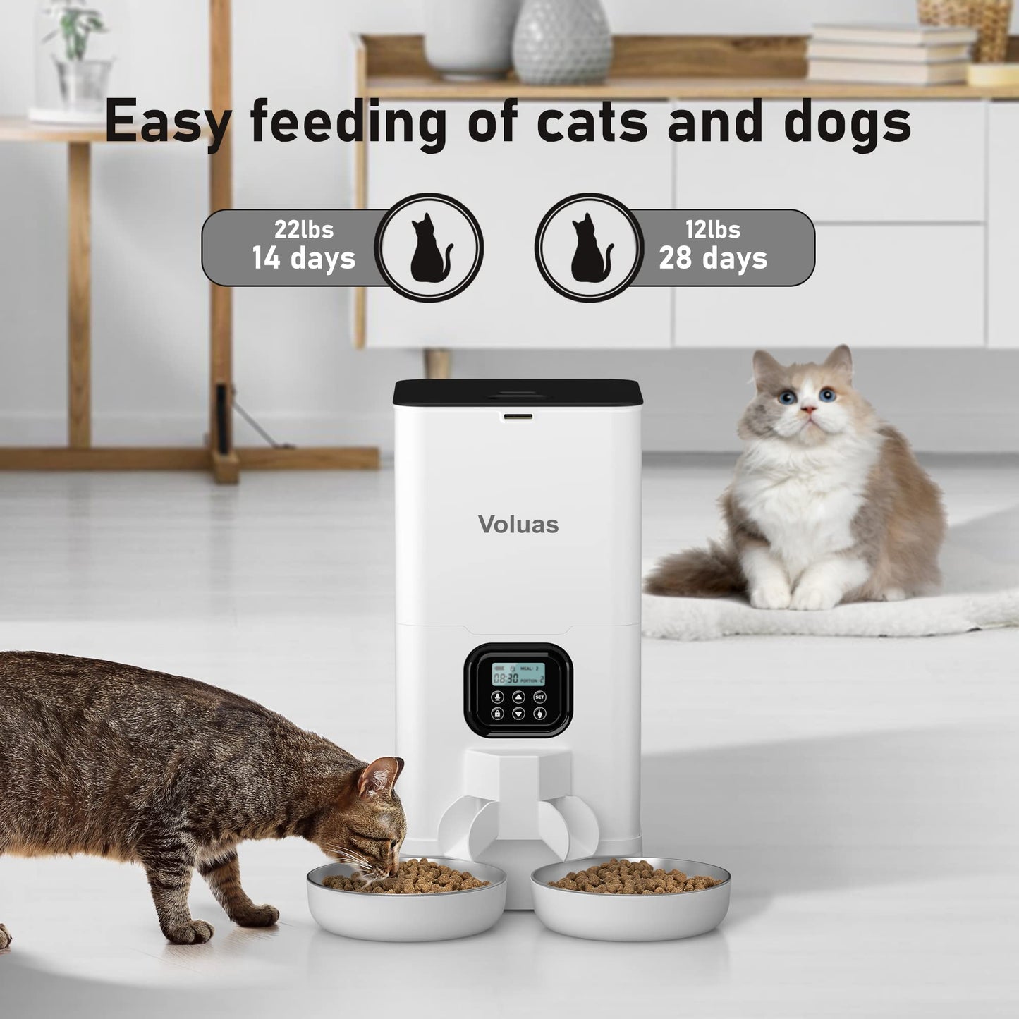 Voluas Dual Cat Feeder 6L Timer Bowls