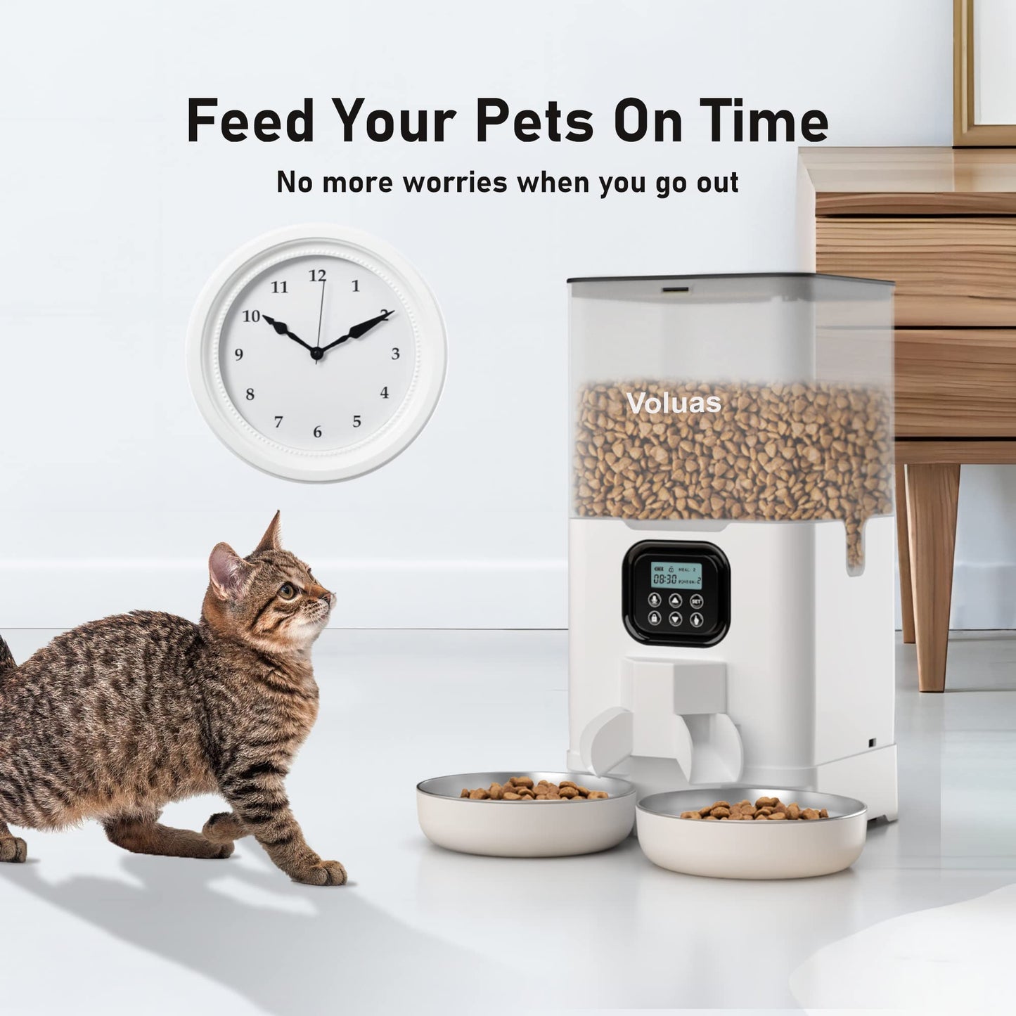 Voluas Dual Cat Feeder 6L Timer Bowls