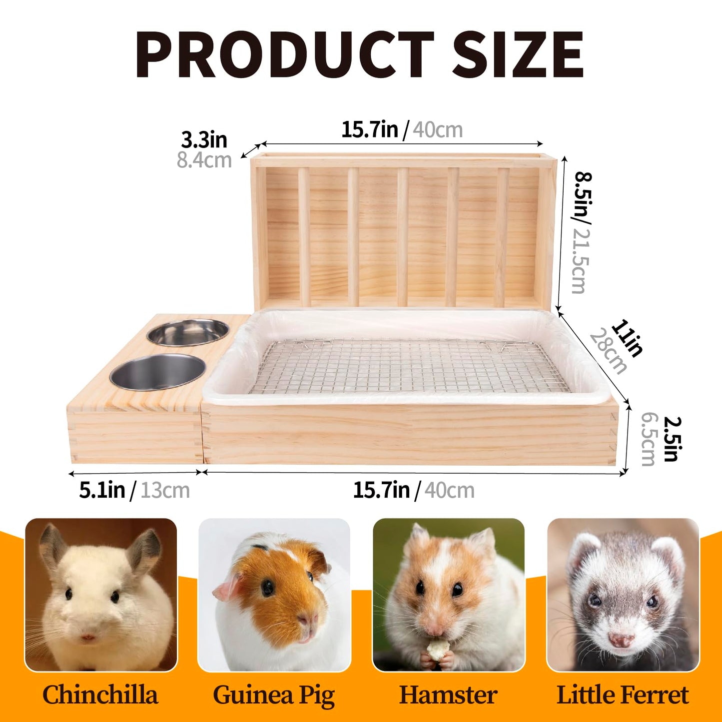 3-in-1 Rabbit Feeder with Litter Box & Bowls