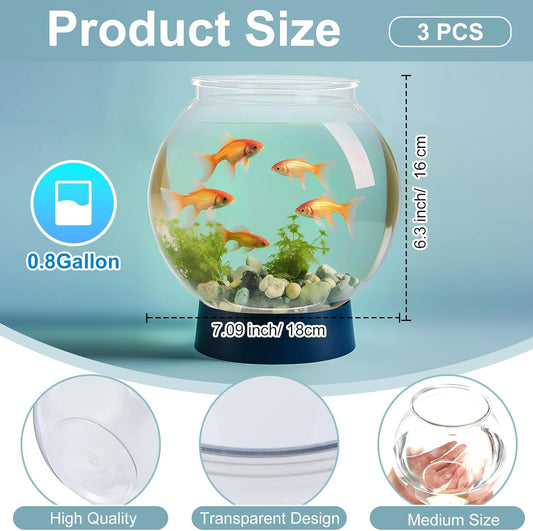 Mifoci 3Pcs Clear Plastic Fish Bowls