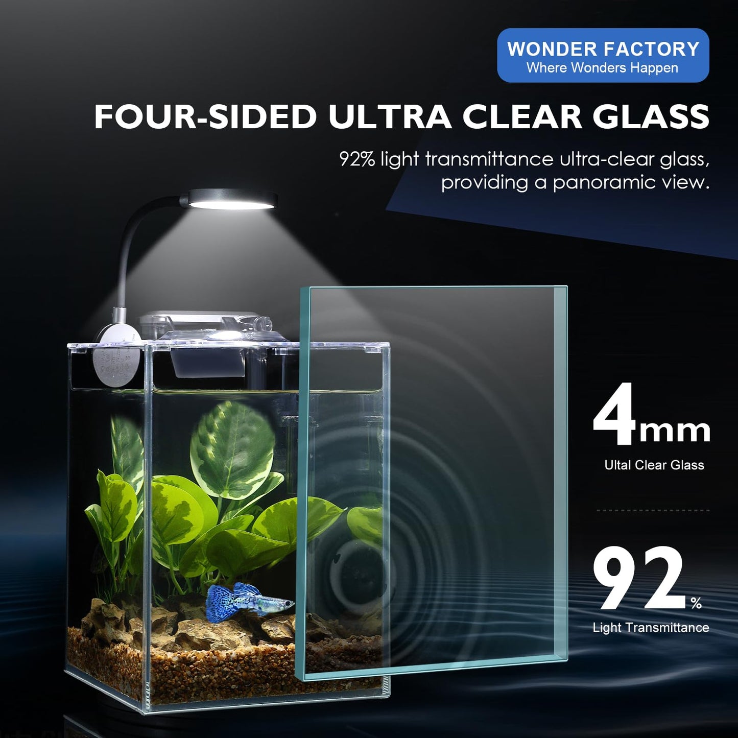 Betta Fish Tank 1.25 Gal Starter Kit