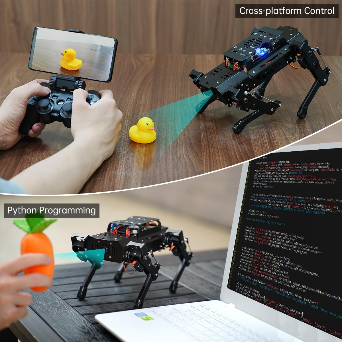 PuppyPi Robot Dog with ChatGPT Large AI Models AI Embodied Intelligence ROS Robotic Dog Vision Scene Voice Understanding SLAM Mapping Navigation Bionic Quadruped Robot, Pro Kit & RaspberryPi5 8GB