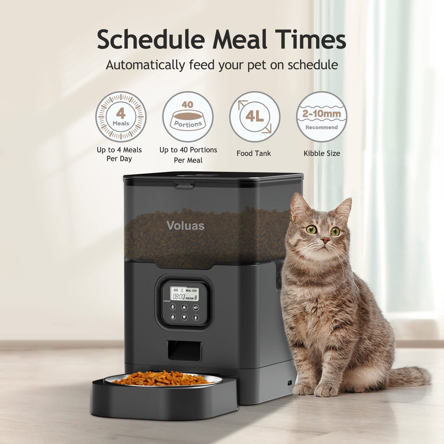 Auto Cat & Dog Feeder with Timer & Voice
