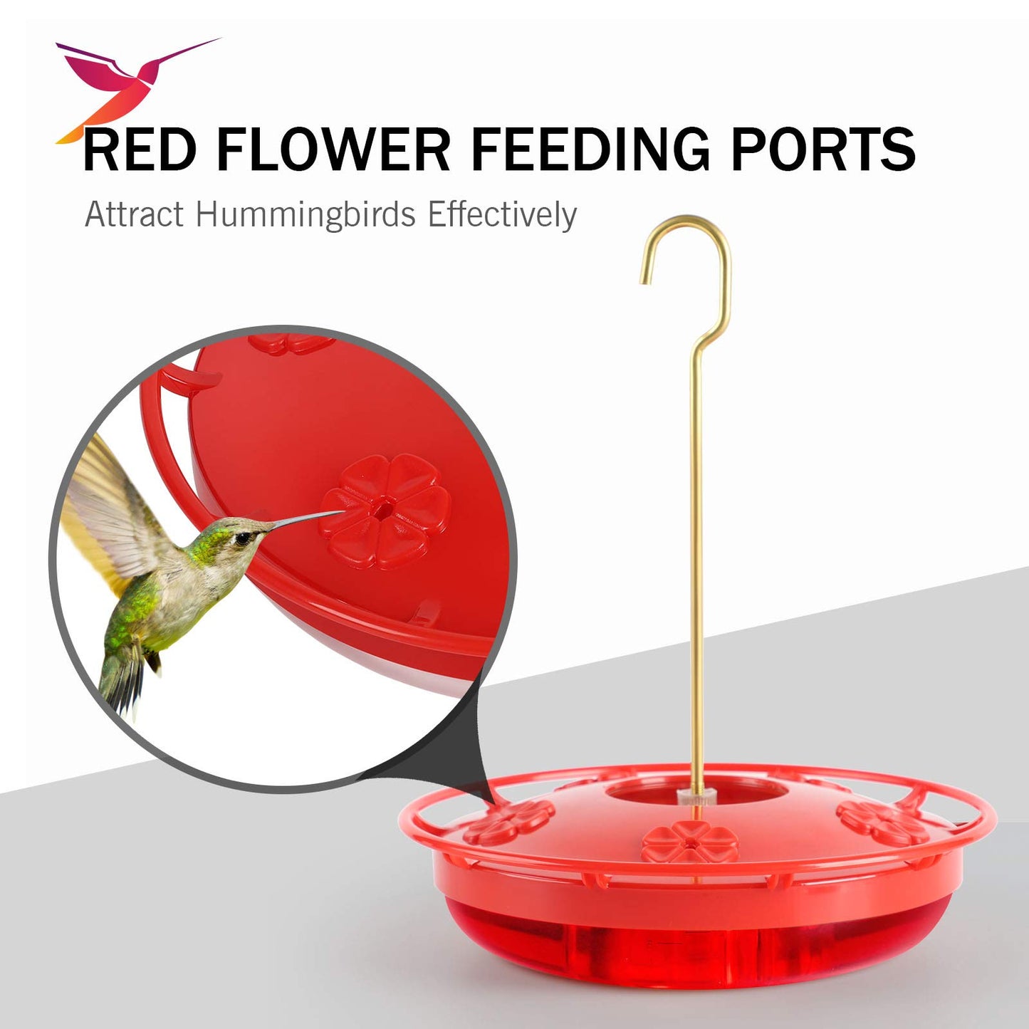 eWonLife 2-Pack Hummingbird Feeders, 16oz