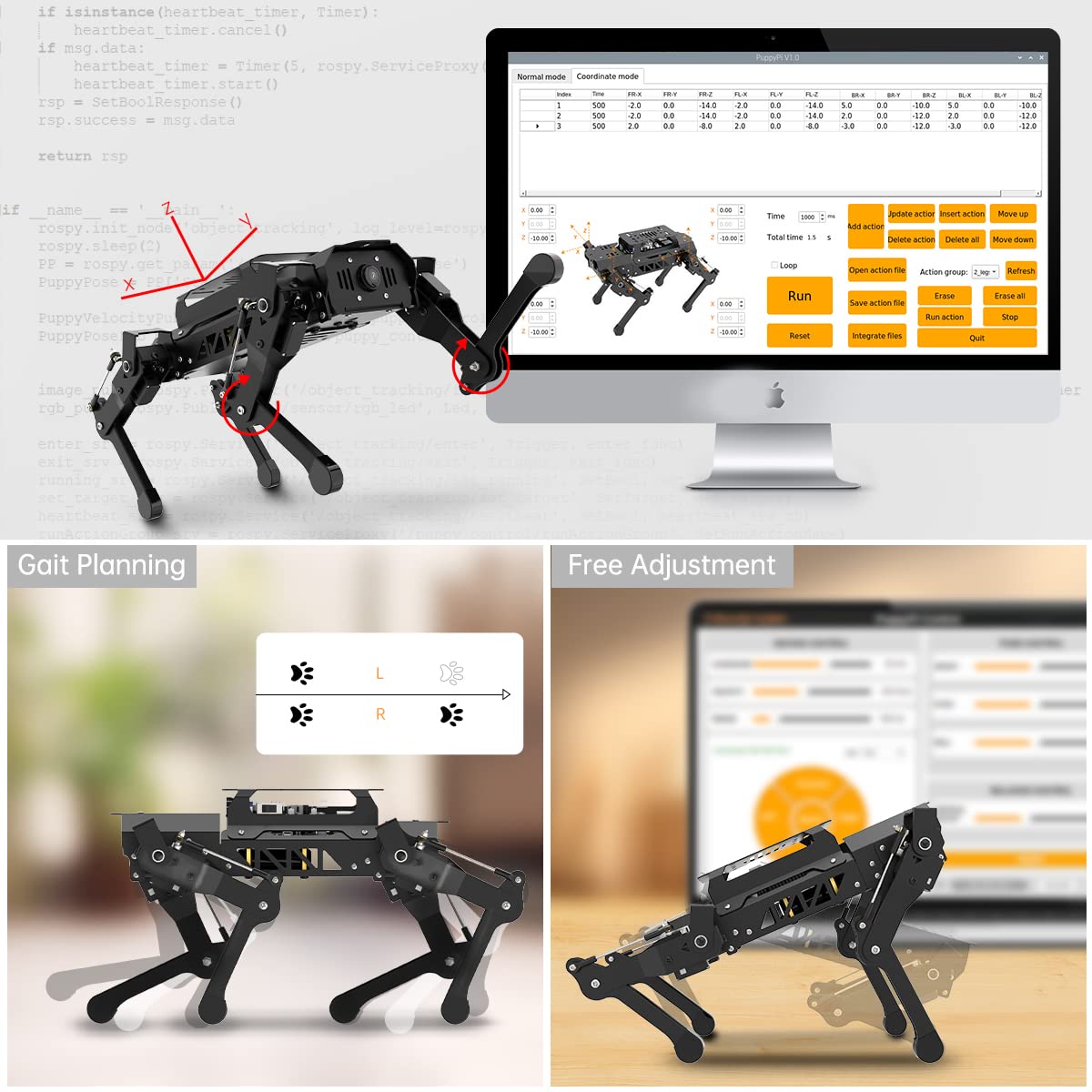 PuppyPi Robot Dog with ChatGPT Large AI Models AI Embodied Intelligence ROS Robotic Dog Vision Scene Voice Understanding SLAM Mapping Navigation Bionic Quadruped Robot, Pro Kit & RaspberryPi5 8GB