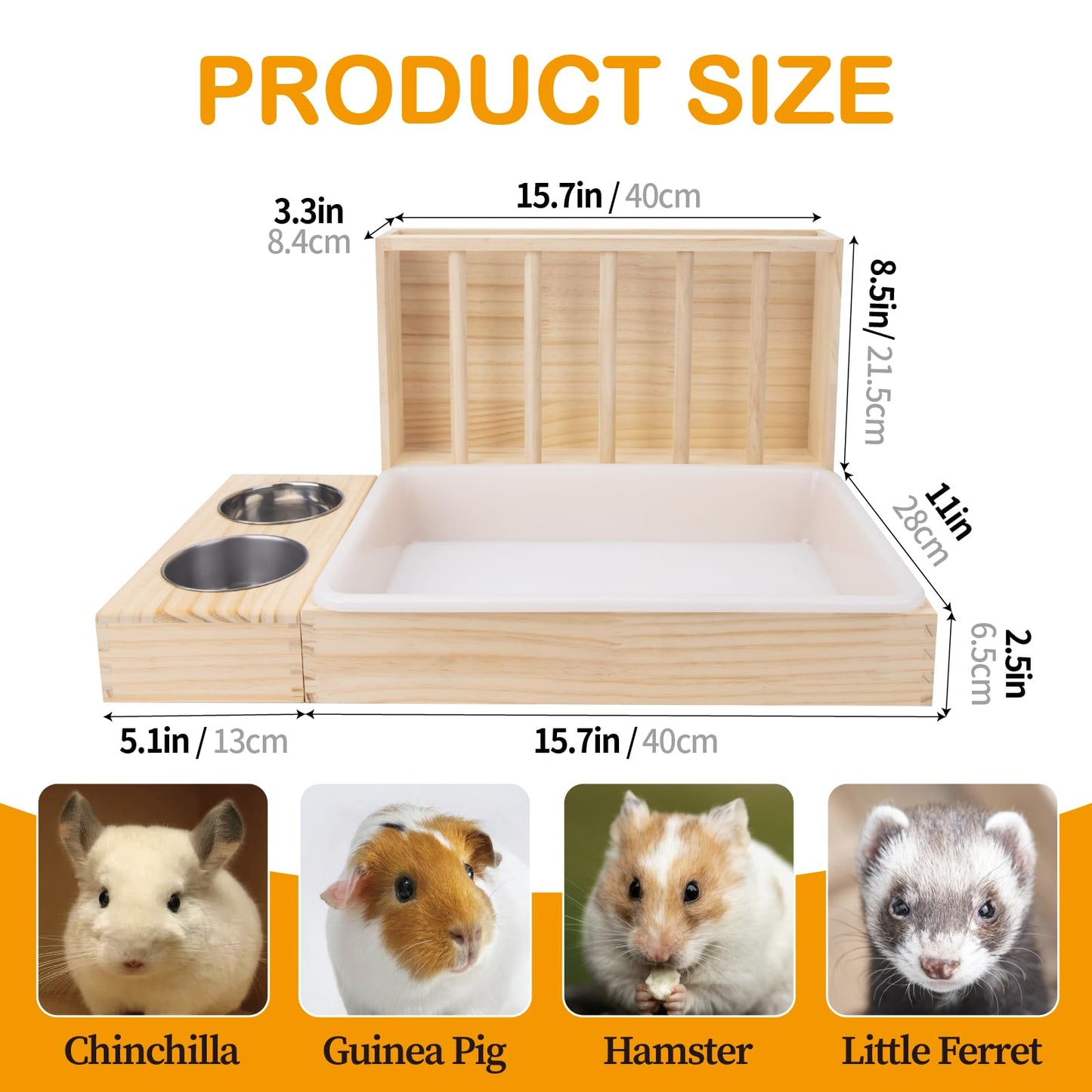3-in-1 Rabbit Feeder with Litter Box & Bowls