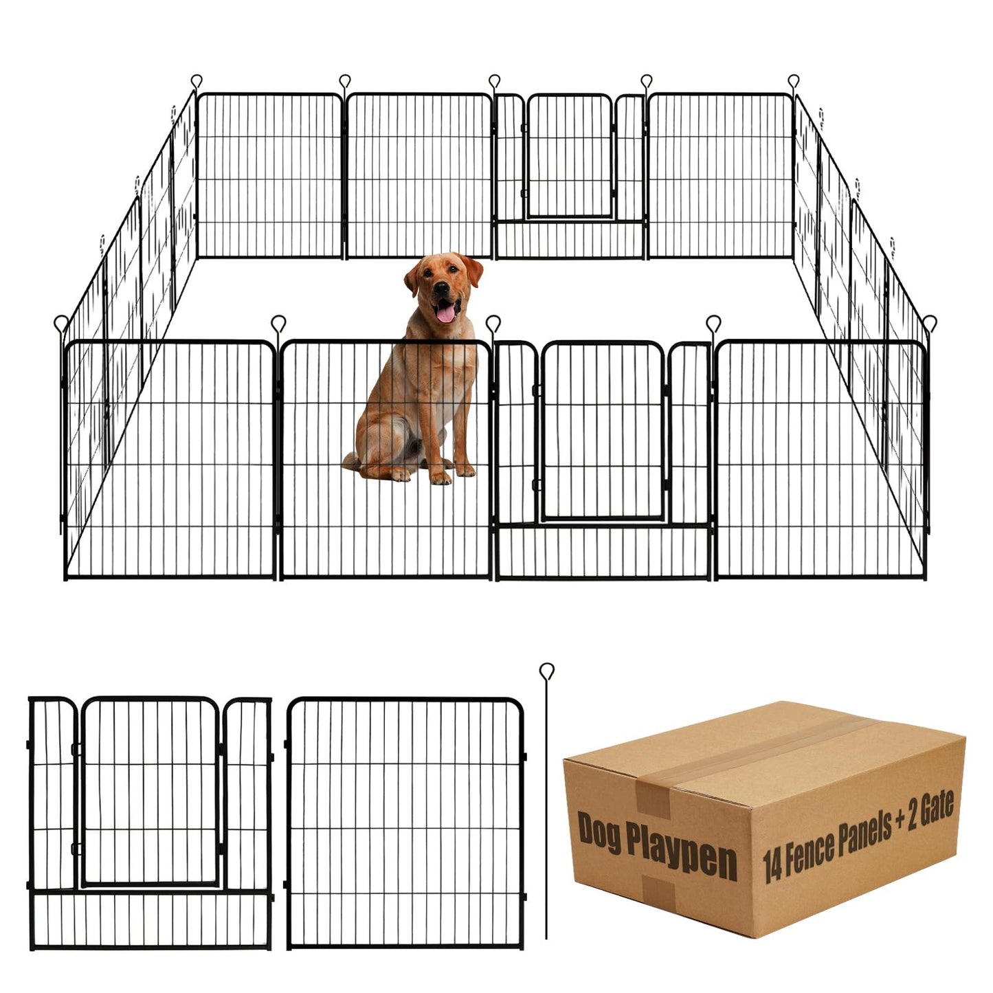 32" Dog Playpen Fence, 24 Panels, 56Ft