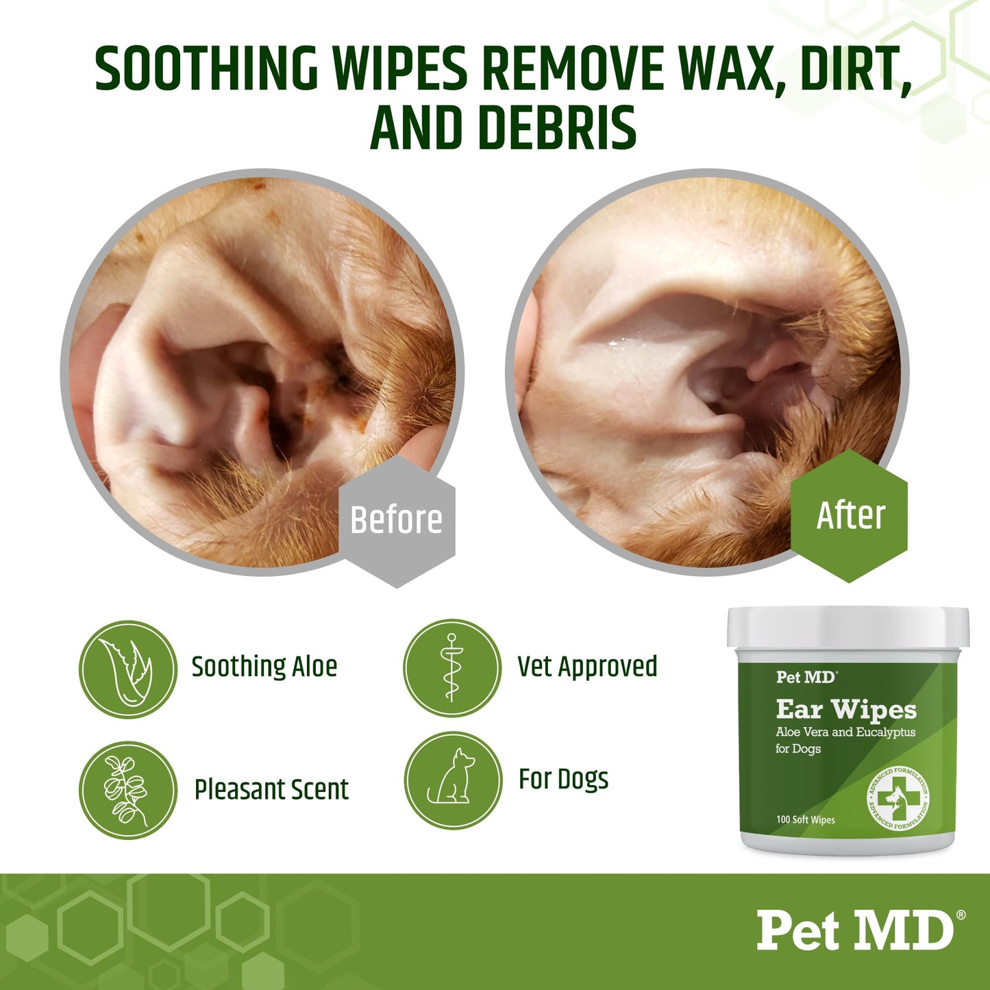 Pet MD Dog Ear Wipes - 100 Count