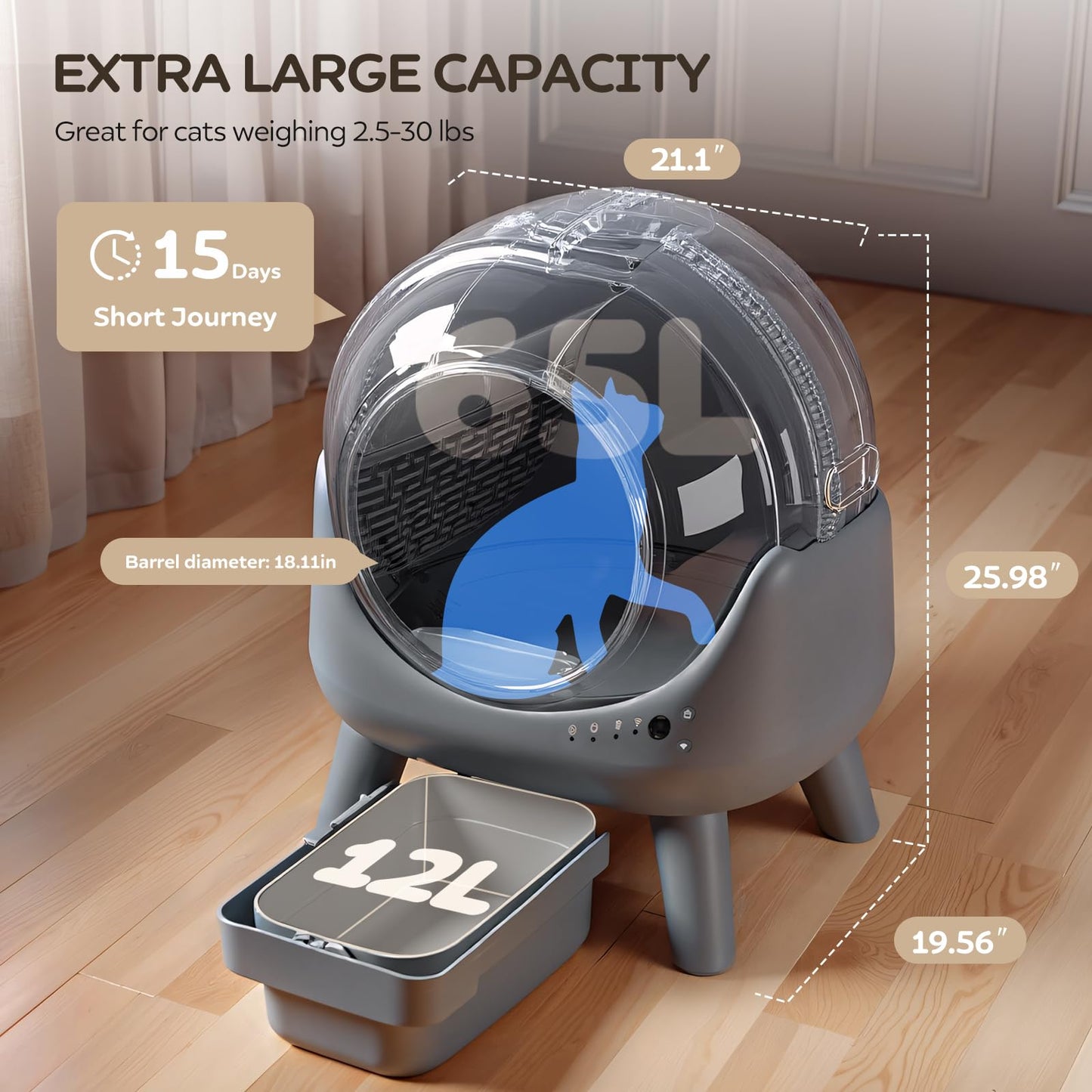 Smart Auto Litter Box – Grey