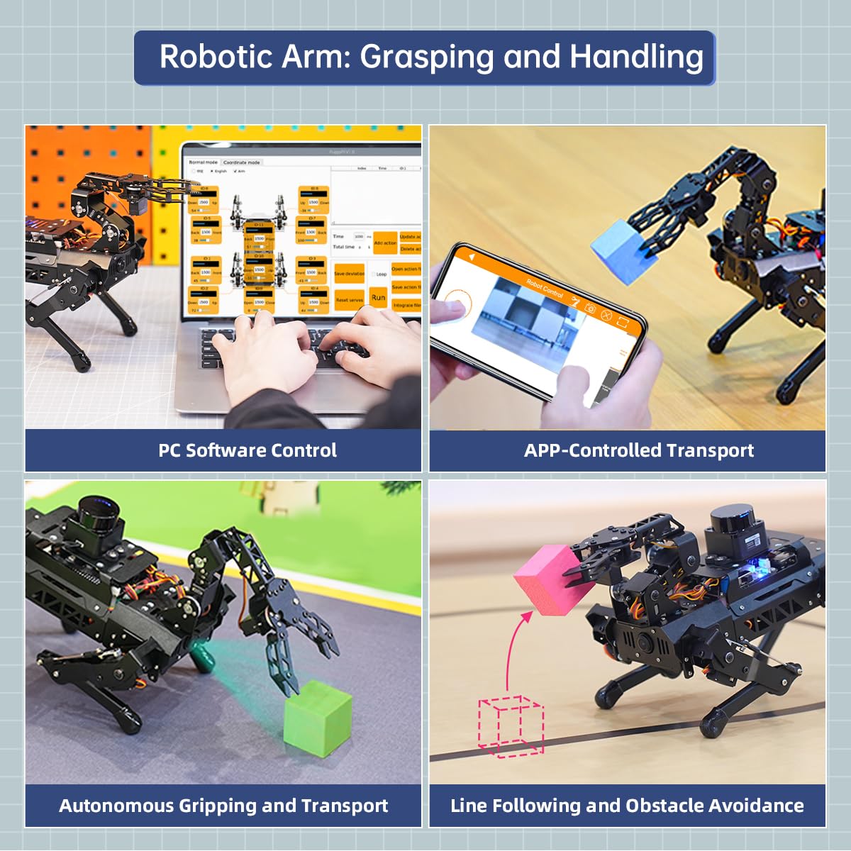 PuppyPi Robot Dog with ChatGPT Large AI Models AI Embodied Intelligence ROS Robotic Dog Vision Scene Voice Understanding SLAM Mapping Navigation Bionic Quadruped Robot, Pro Kit & RaspberryPi5 8GB
