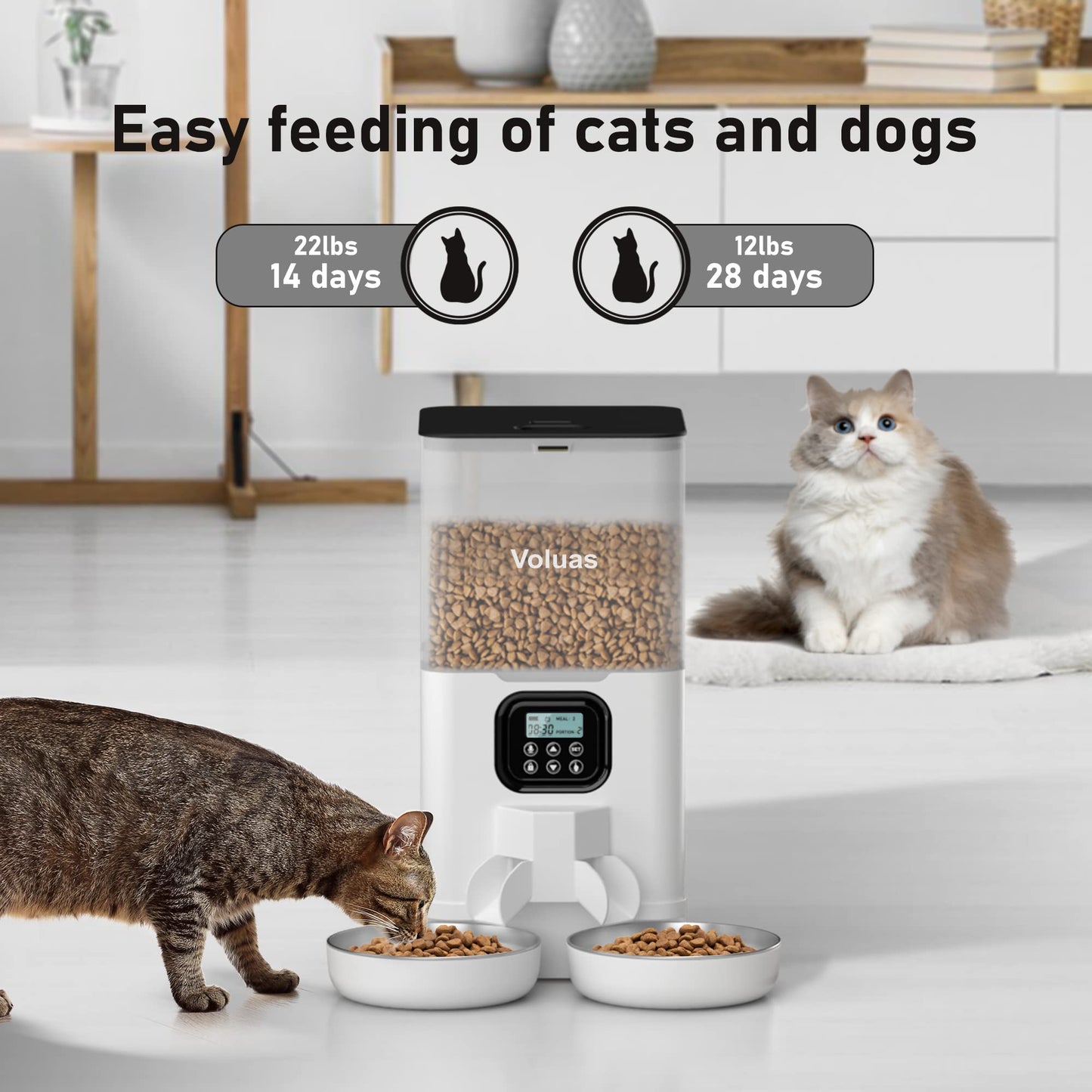Voluas Dual Cat Feeder 6L Timer Bowls