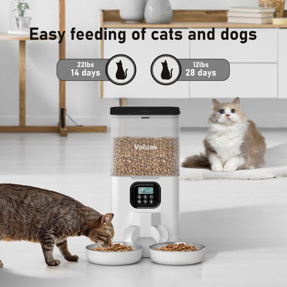 Voluas Dual Cat Feeder 6L Timer Bowls