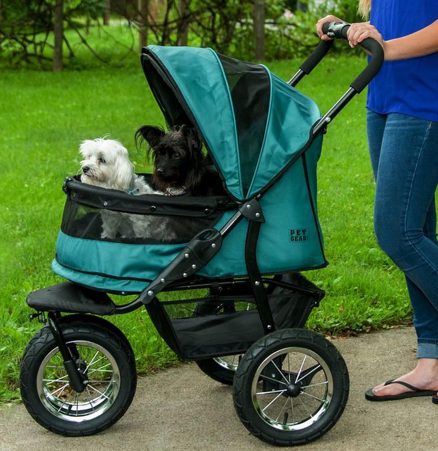 No-Zip Double Pet Stroller – Emerald