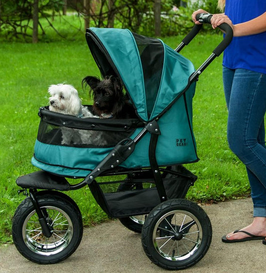 No-Zip Double Pet Stroller – Emerald