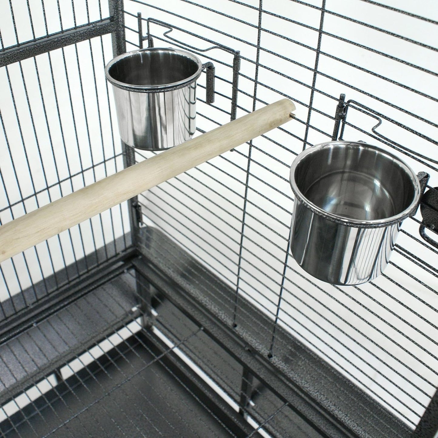XL Silver Parrot Cage with Toys